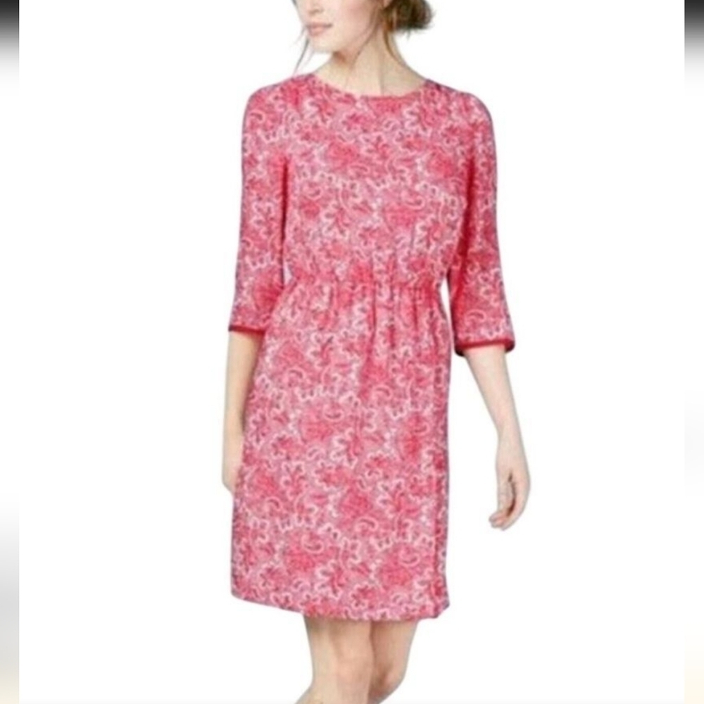 Boden Pink Paisley Long Sleeve Dress